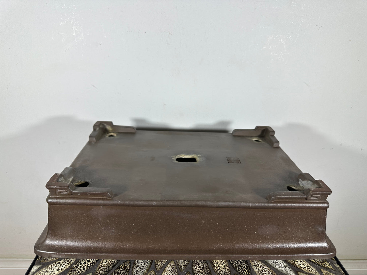 Preowned Vintage Japanese Tokoname Unglazed Rectangular Bonsai Pot Kataoka - 16.5” By 11.75”