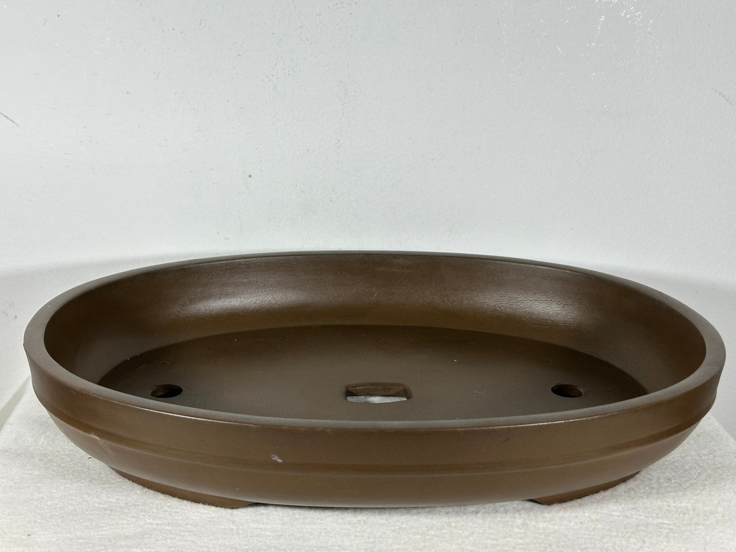 Preowned Japanese Tokoname Unglazed Oval Bonsai Pot has Stamp - 15.25” By 11.75”
