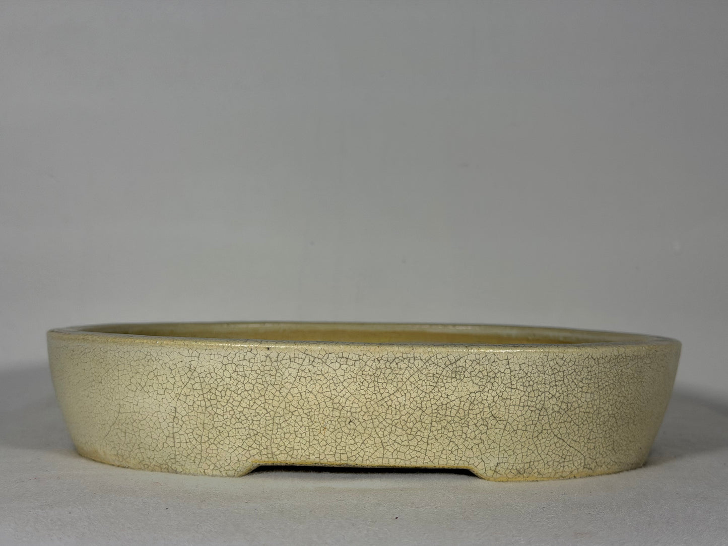 Preowned Japanese Tokoname Glazed Oval Bonsai Pot Mazan Terahata - 11.25” By 9.5”