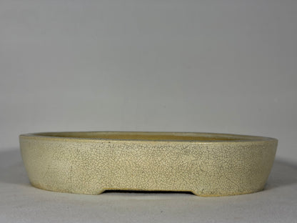 Preowned Japanese Tokoname Glazed Oval Bonsai Pot Mazan Terahata - 11.25” By 9.5”