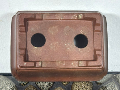 Preowned Japanese Tokoname Unglazed Rectangular Bonsai Pot - 4.25” By 3.25”