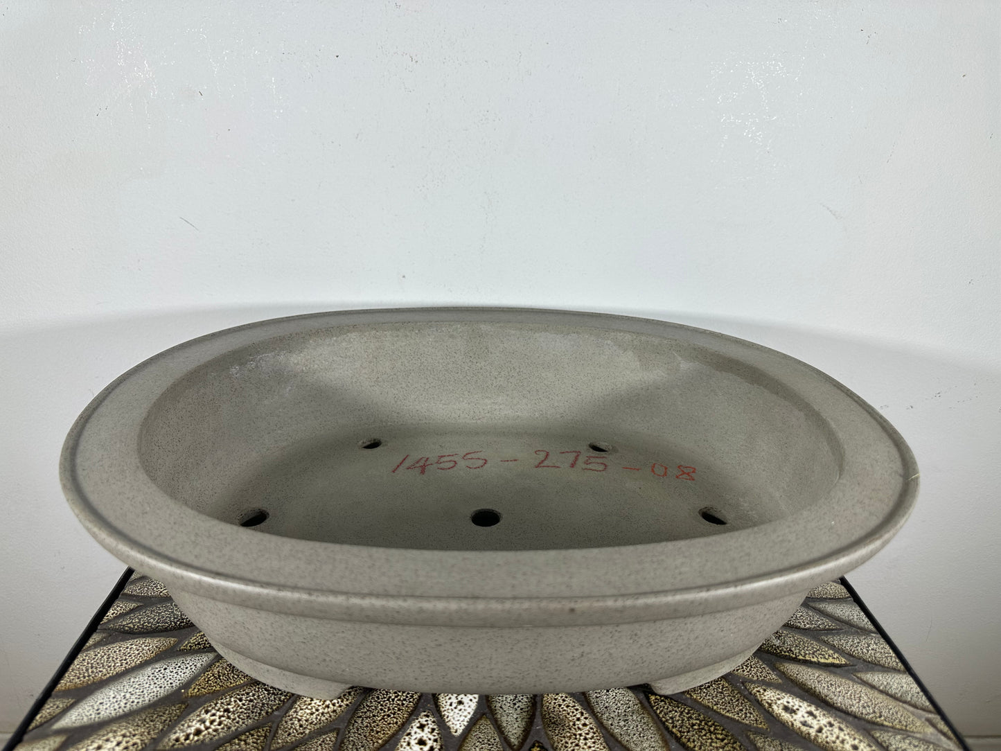 Preowned Japanese Tokoname Unglazed Oval Bonsai Pot Seizan - 16.5” By 13.35”