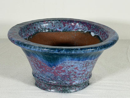 Preowned Japanese Tokoname Glazed Round Bonsai Pot Syuhou Yoshimura - 6.5” By 3.25”