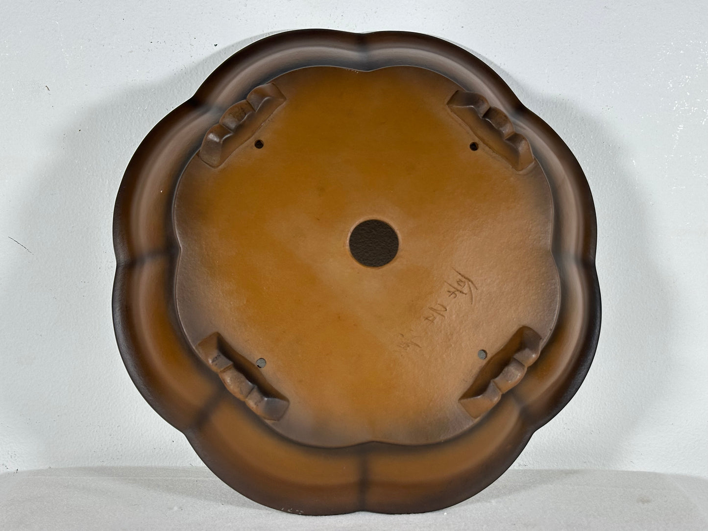 Preowned Japanese Tokoname Unglazed Rinka Style Bonsai Pot Bigei - 12” By 11.5”
