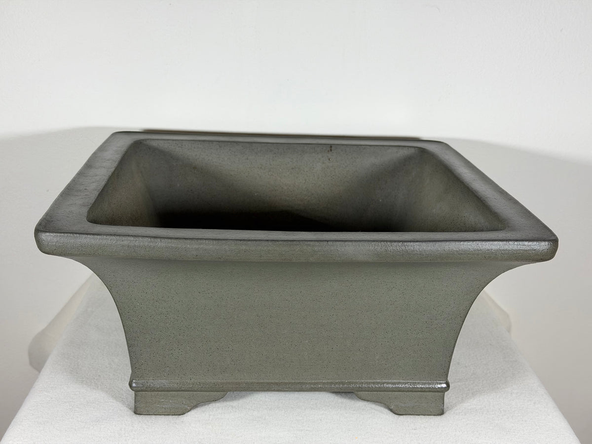 Preowned Japanese Tokoname Unglazed Square Cascade Bonsai Pot Hekisui - 14.25” x 14” x 6.25”