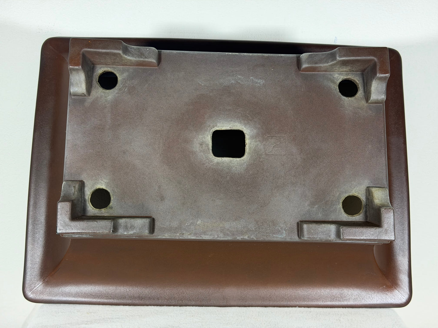 Preowned Japanese Tokoname Unglazed Rectangular Bonsai Pot Senkouen - 18.5” By 13.5”