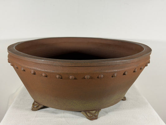 Preowned Japanese Tokoname Unglazed Round Exhibit Quality Bonsai Pot Senshu - 16.75” By 7”