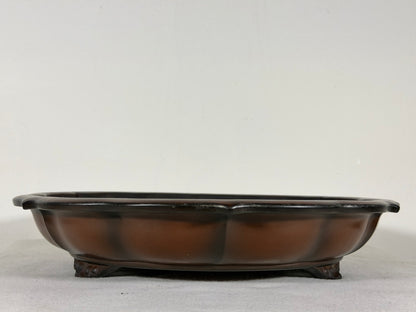 Preowned Japanese Tokoname Unglazed Rinka Style Bonsai Pot Houkidou - 12.5” By 2.5”