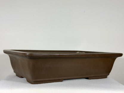 Preowned Japanese Tokoname Unglazed Rectangular Bonsai Pot Yamaaki - 16.25” By 11.75”