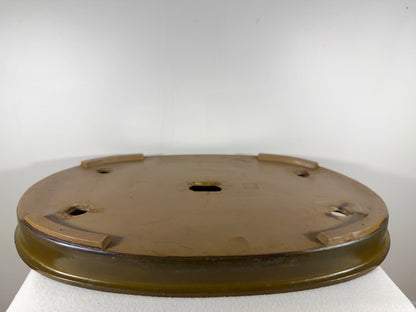 Preowned Japanese Tokoname Glazed Shallow Oval Bonsai Pot Hisyoku - 22” By 14.5”