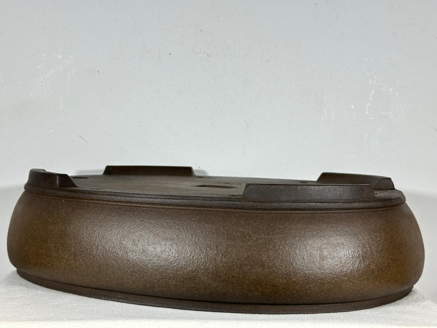 Preowned Vintage Japanese Tokoname Unglazed Oval Bonsai Pot Mazan Terahata - 18” By 15”