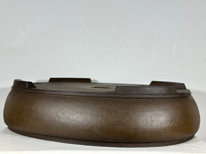 Preowned Vintage Japanese Tokoname Unglazed Oval Bonsai Pot Mazan Terahata - 18” By 15”