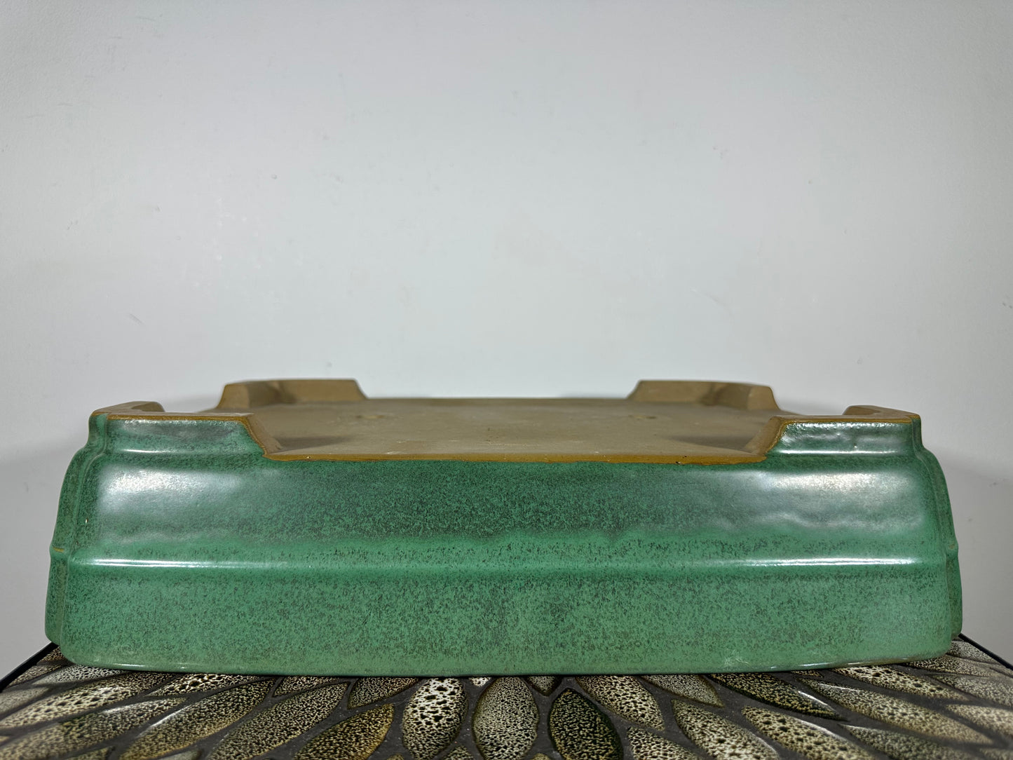 Preowned Japanese Tokoname Glazed Rectangular Bonsai Pot Yamafusa - 16.75” By 12.5”