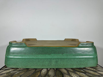 Preowned Japanese Tokoname Glazed Rectangular Bonsai Pot Yamafusa - 16.75” By 12.5”