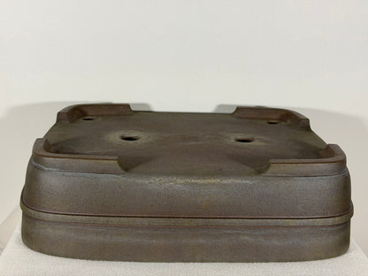 Preowned Japanese Tokoname Unglazed Rectangular Bonsai Pot Kisen - 16.25” x 13” x 4 3/8”