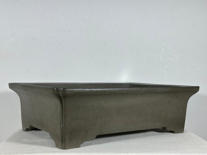 Preowned Japanese Tokoname Unglazed Rectangular Bonsai Pot Seizan - 15” By 11”