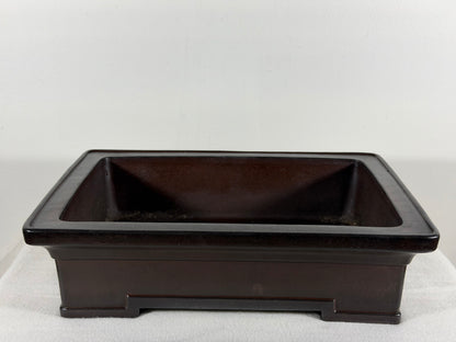 Preowned Japanese Tokoname Unglazed Rectangular Bonsai Pot Yamaaki - 12.5” By 9”