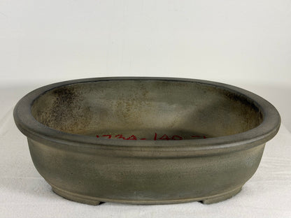 Preowned Japanese Tokoname Unglazed Oval Bonsai Pot Yamakou - 11.5” By 9”