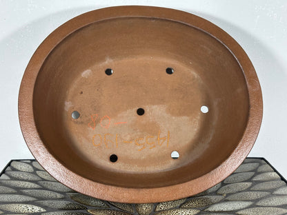 Preowned Japanese Tokoname Unglazed Oval Bonsai Pot Seizan - 12.5” By 10.5”
