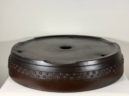 Preowned Japanese Tokoname Unglazed Drum Style  Bonsai Pot Touyou - 18” By 3 5/8”