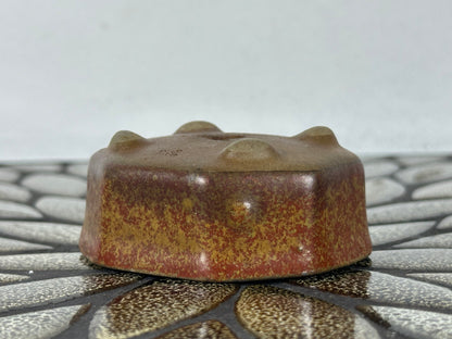 Preowned Japanese Tokoname Glazed Octagon Shape Bonsai Pot with Stamps - 2.75” By 2 3/8”