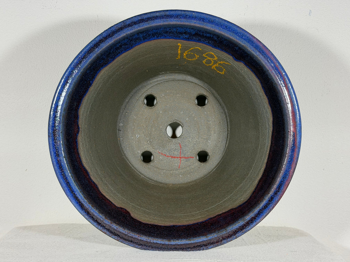 New Japanese Tokoname Glazed Round Bonsai Pot Syuhou Yoshimura - 12” By 6.25”