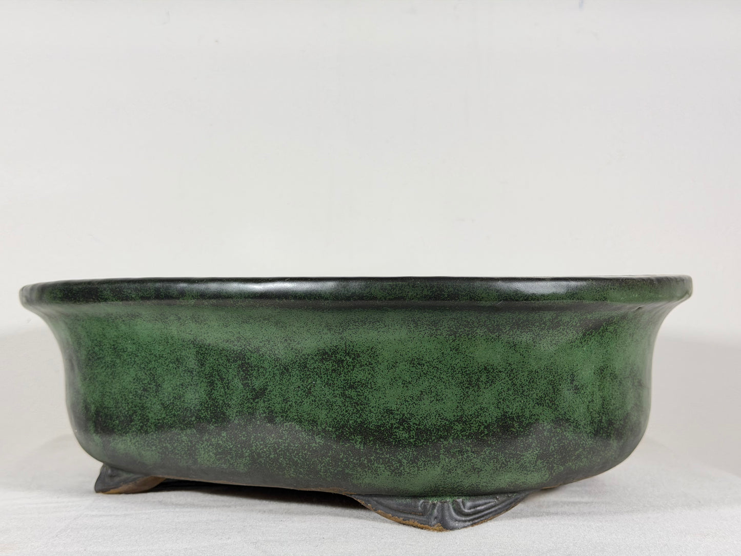 Preowned Japanese Tokoname Glazed Oval Bonsai Pot Syuhou Yoshimura - 13.75” By 10.75”