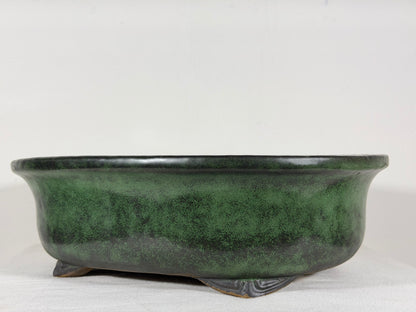 Preowned Japanese Tokoname Glazed Oval Bonsai Pot Syuhou Yoshimura - 13.75” By 10.75”
