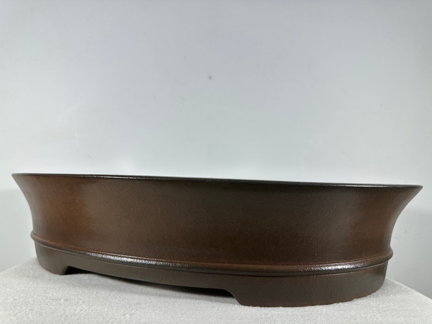 Preowned Japanese Tokoname Unglazed Oval Bonsai Pot Gyouzan - 19.75” By 15.5”