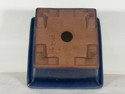 Preowned Japanese Tokoname Glazed Square Bonsai Pot Youzan - 7.75” By 5.25”