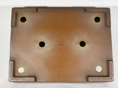 Preowned Japanese Tokoname Unglazed Rectangular Bonsai Pot Kizan - 15” By 11.5”