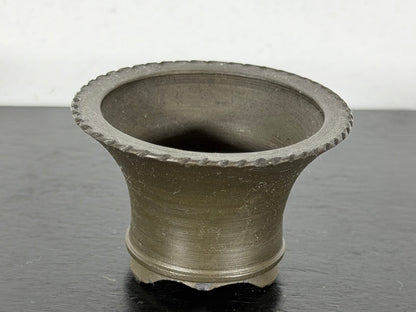 Preowned Vintage Japanese Tokoname Unglazed Cascade Round Bonsai Pot Kouhou - 2” By 1.25”
