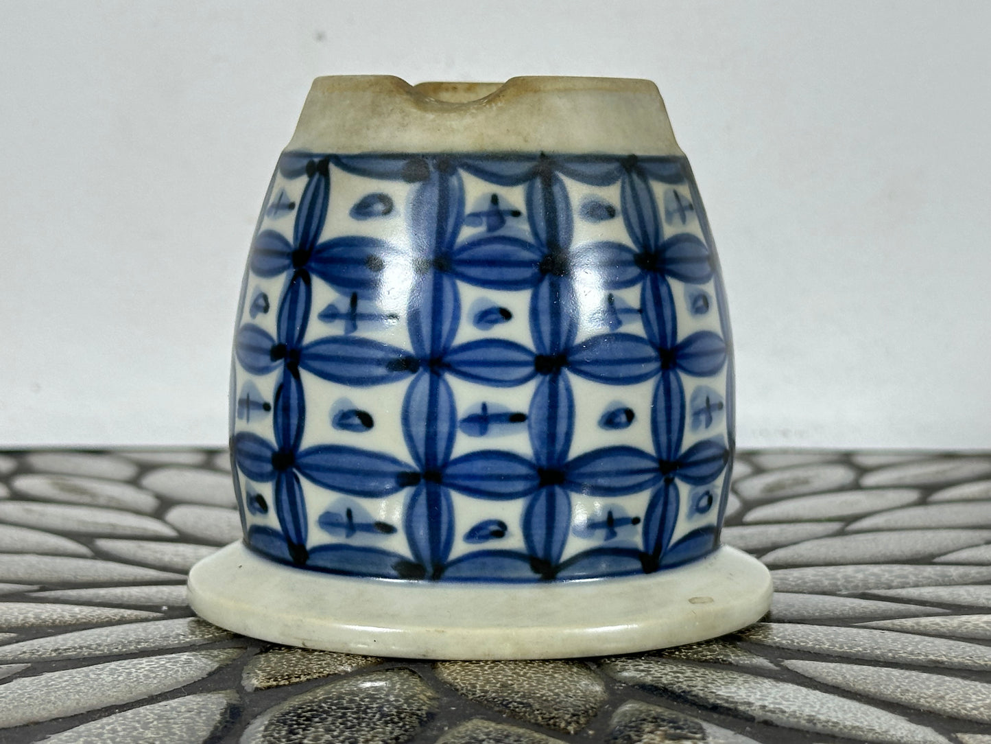 Preowned Japanese Tokoname Glazed Cascade Round Bonsai Pot Katu - 4” By 3.5”