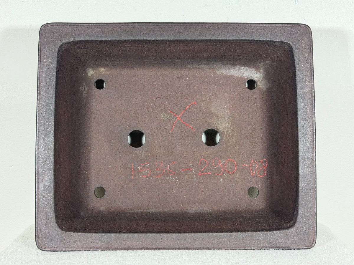 Preowned Japanese Tokoname Unglazed Rectangular Bonsai Pot Yamaaki - 13.5” By 11” By 4”