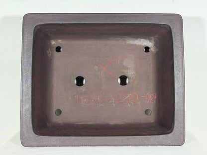 Preowned Japanese Tokoname Unglazed Rectangular Bonsai Pot Yamaaki - 13.5” By 11” By 4”