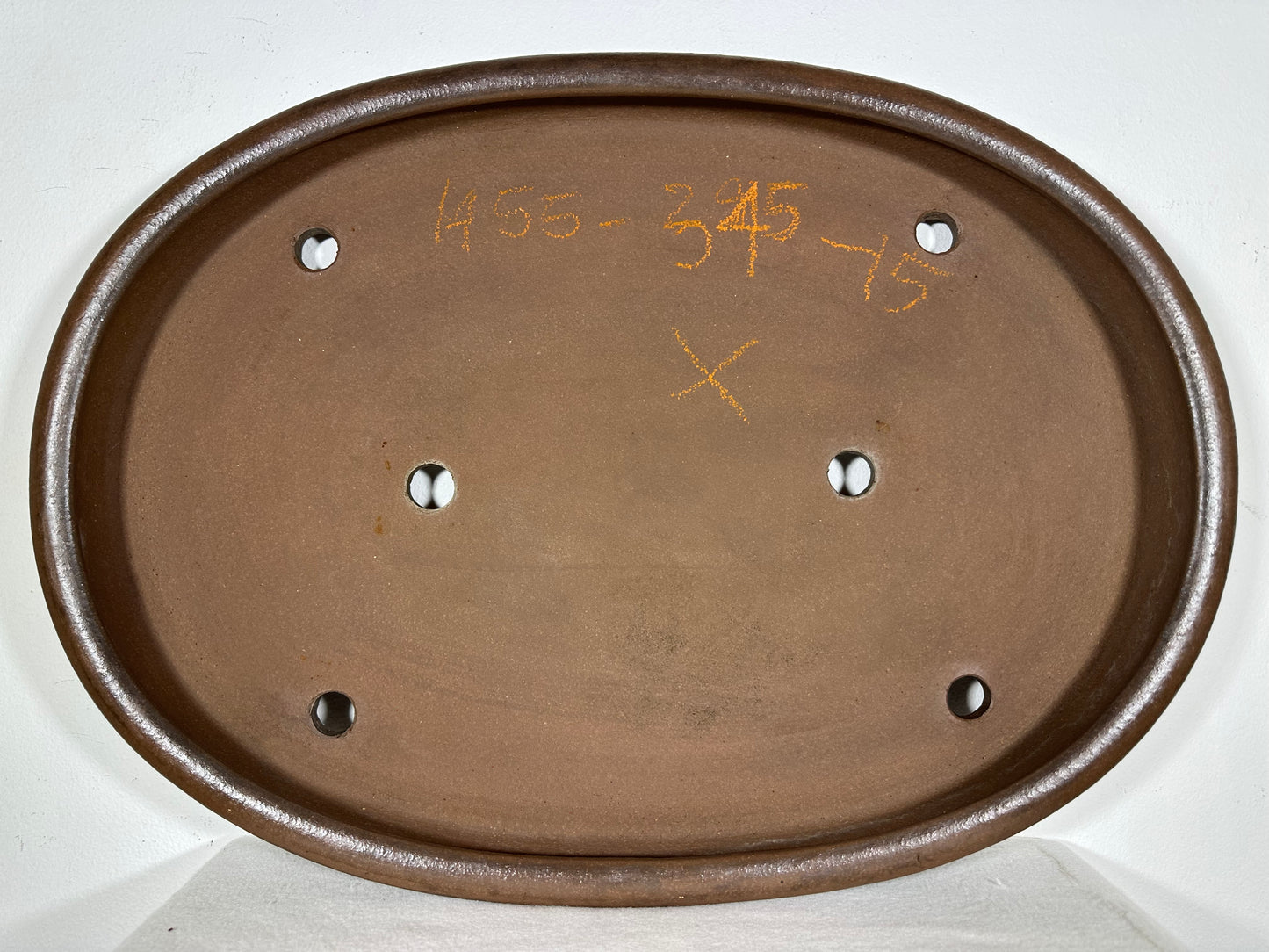 Preowned Japanese Tokoname Unglazed Oval Shallow Bonsai Pot Seizan - 20.5” By 14.5”