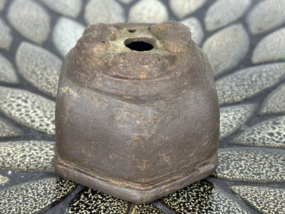 Preowned Japanese Tokoname Unglazed Hexagon Shape Bonsai Pot - 2.75” By 2.5”