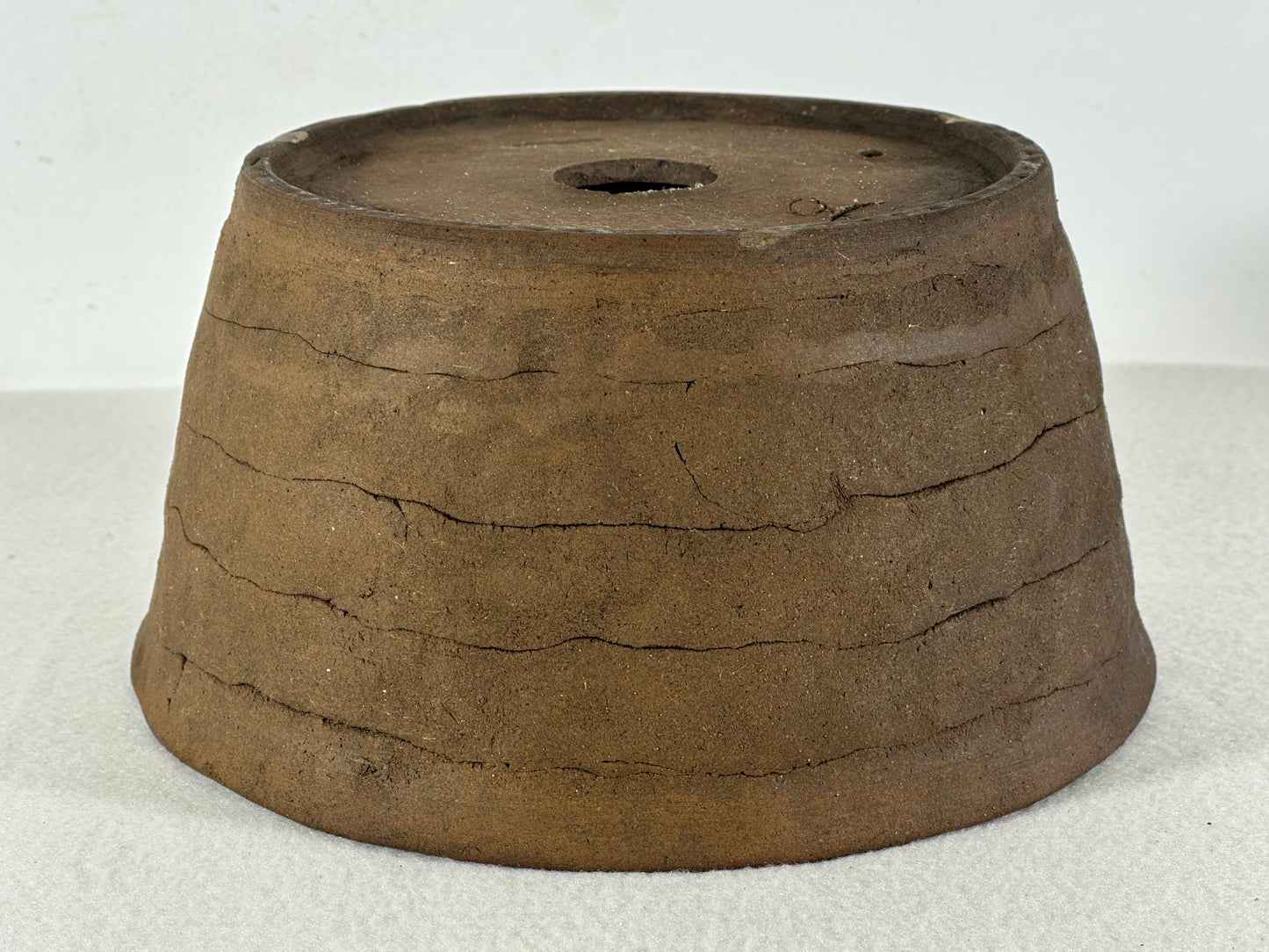 Preowned Japanese Tokoname Unglazed Round Bonsai Pot - 7.25” By 3.75”