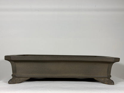 Preowned Japanese Tokoname Unglazed Rectangular Bonsai Pot Yamaaki - 13.75” By 10”