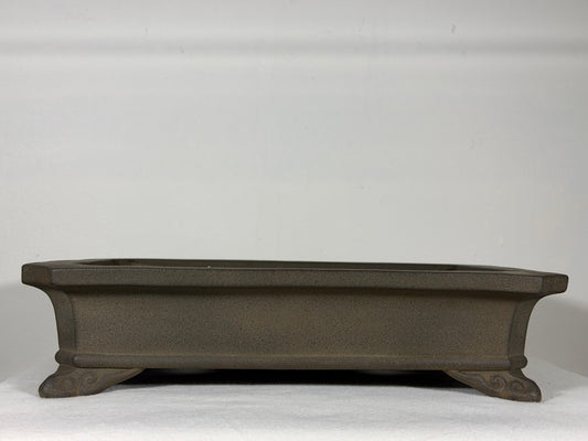 Preowned Japanese Tokoname Unglazed Rectangular Bonsai Pot Yamaaki - 13.75” By 10”