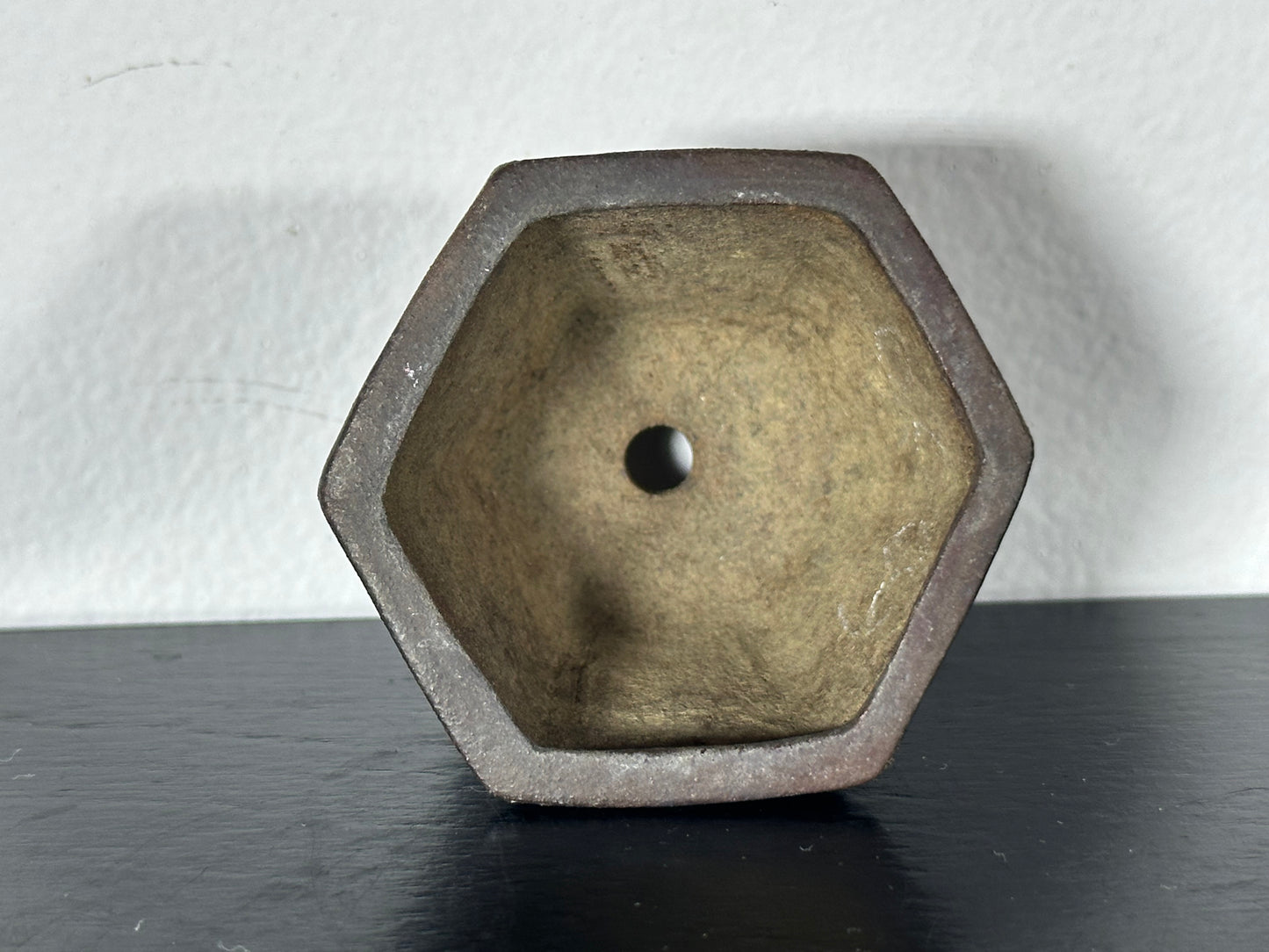 Preowned Vintage Japanese Tokoname Mame Cascade Bonsai Pot Sekishin - 2 1/8” By 1 7/8”