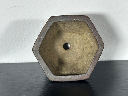 Preowned Vintage Japanese Tokoname Mame Cascade Bonsai Pot Sekishin - 2 1/8” By 1 7/8”