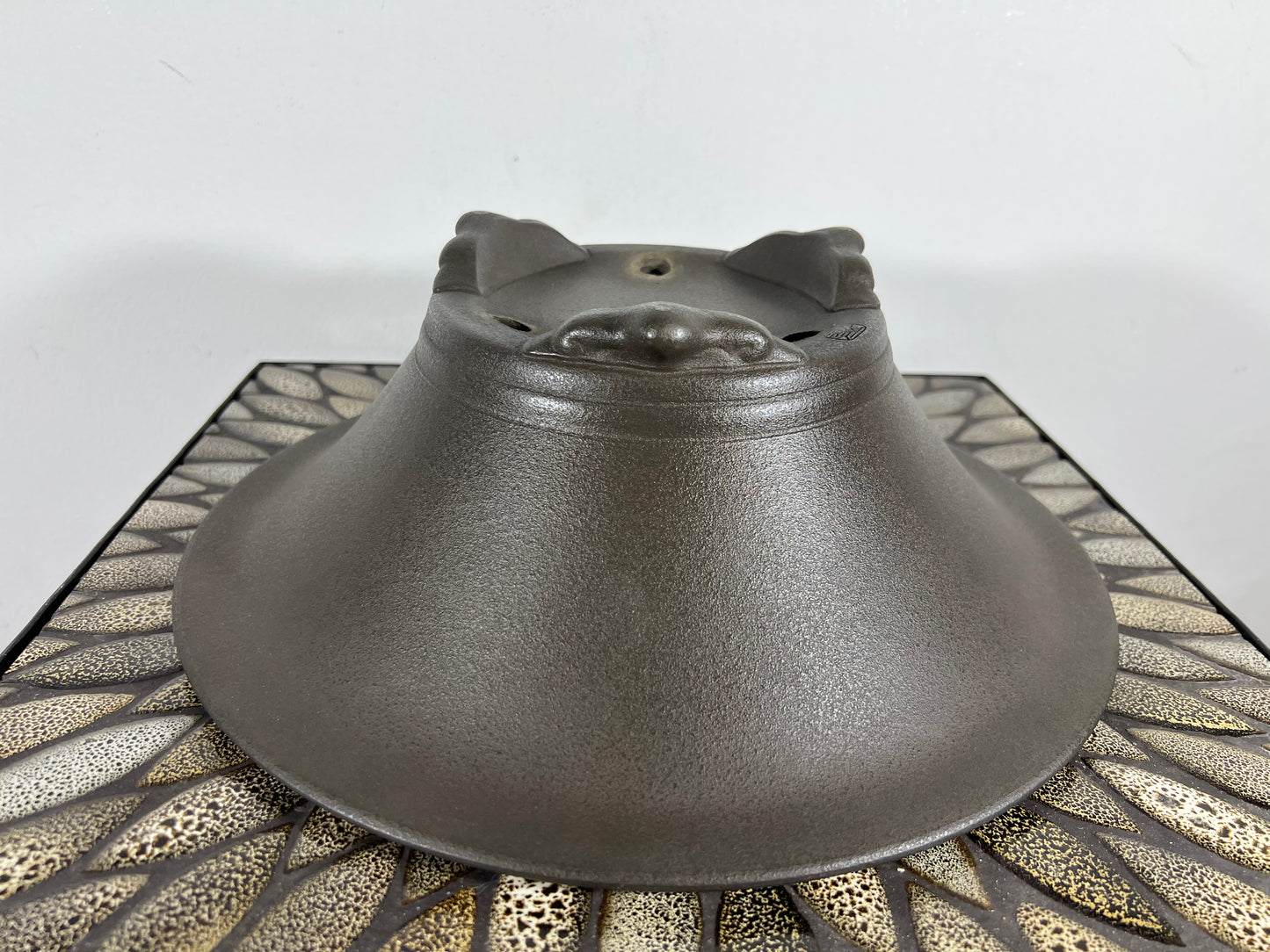 Preowned Japanese Tokoname Round Bonsai Pot Yamaaki - 13” By 4.5”