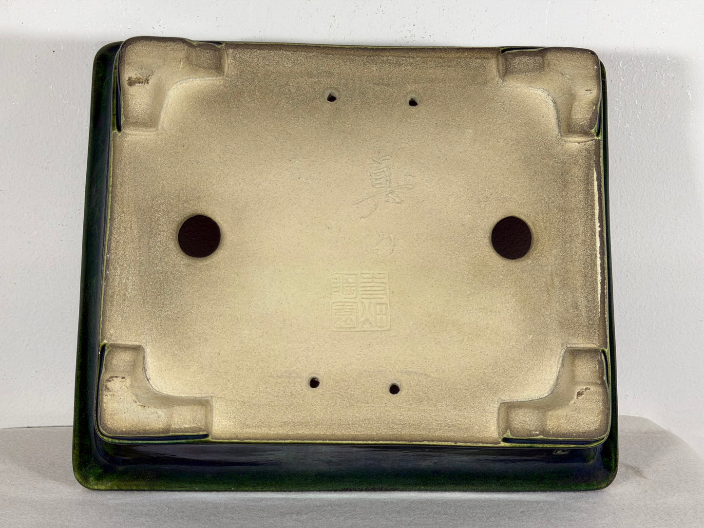 New Japanese Tokoname Glazed Rectangular Bonsai Pot Mazan Terahata - 11” By 9.5”