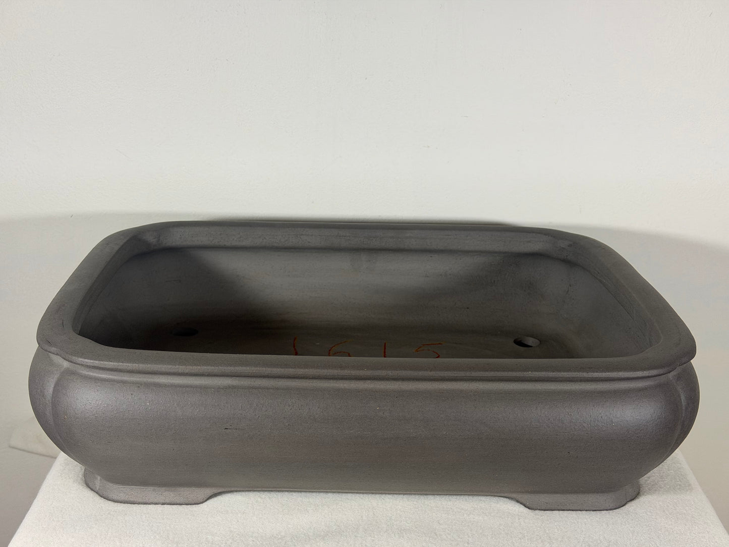 Preowned Japanese Tokoname Unglazed Rectangular Bonsai Pot Tousyou - 16.25” By 12.5”