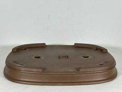 Preowned Japanese Tokoname Unglazed Rectangular Shallow Bonsai Pot Seizan - 12.25” By 9”