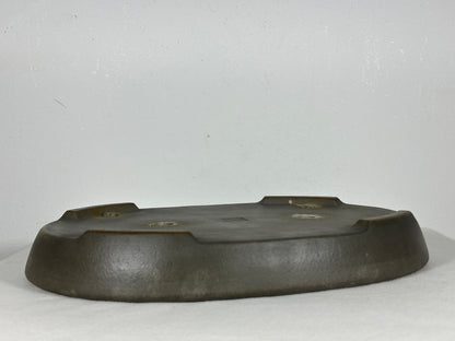 Preowned Japanese Tokoname Unglazed Shallow Oval Bonsai Pot Seizan - 12.75” By 9”