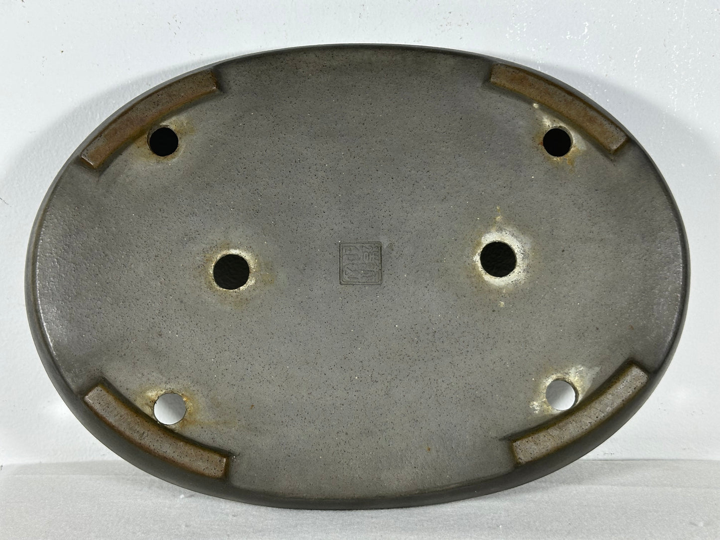 Preowned Japanese Tokoname Unglazed Shallow Oval Bonsai Pot Seizan - 12.75” By 9”