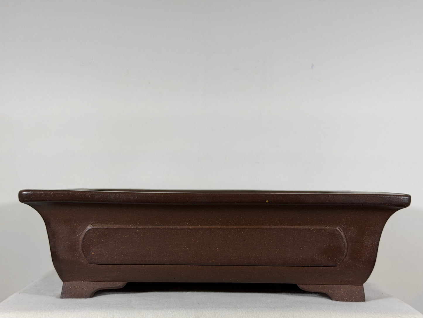 Preowned Japanese Tokoname Unglazed Rectangular Bonsai Pot Itukoudou - 15.75” By 13”