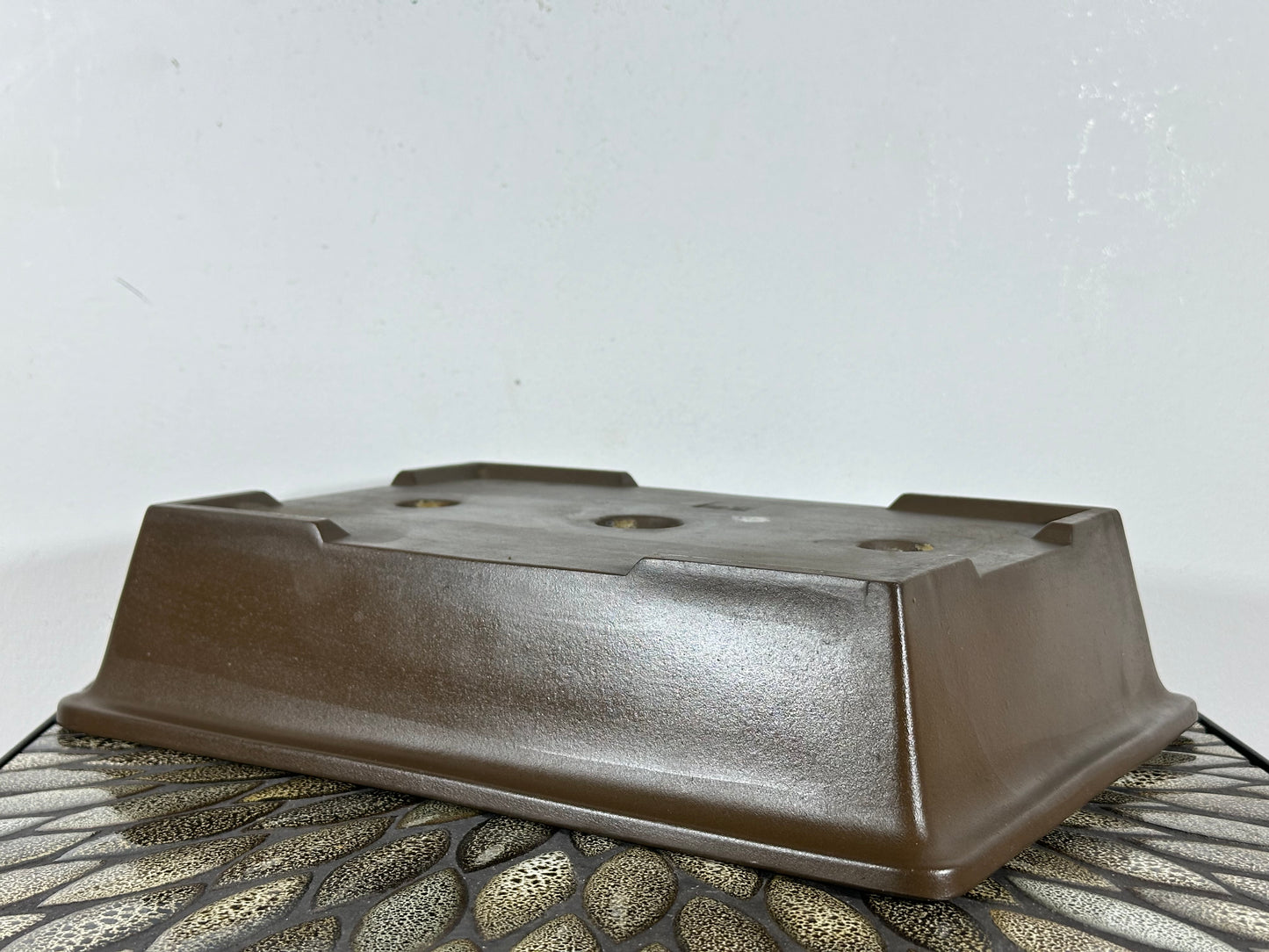 Preowned Japanese Tokoname Unglazed Rectangular Bonsai Pot Sankyou - 3 1/8” By 9 3/8”